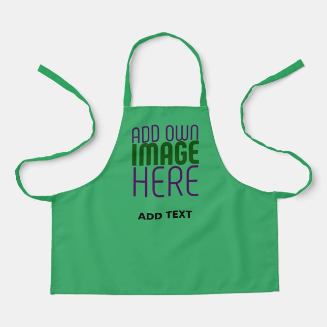 MODERN EDITABLE EMERALD GREEN IMAGE TEXT TEMPLATE APRON (Front)