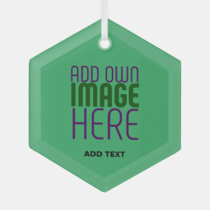 MODERN EDITABLE EMERALD GREEN IMAGE TEXT TEMPLATE GLASS TREE DECORATION
