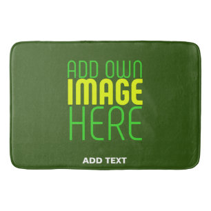 MODERN EDITABLE FOREST GREEN IMAGE TEXT TEMPLATE BATH MAT