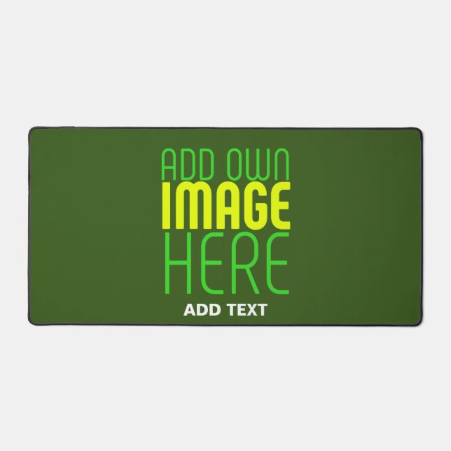 MODERN EDITABLE FOREST GREEN IMAGE TEXT TEMPLATE DESK MAT (Front)