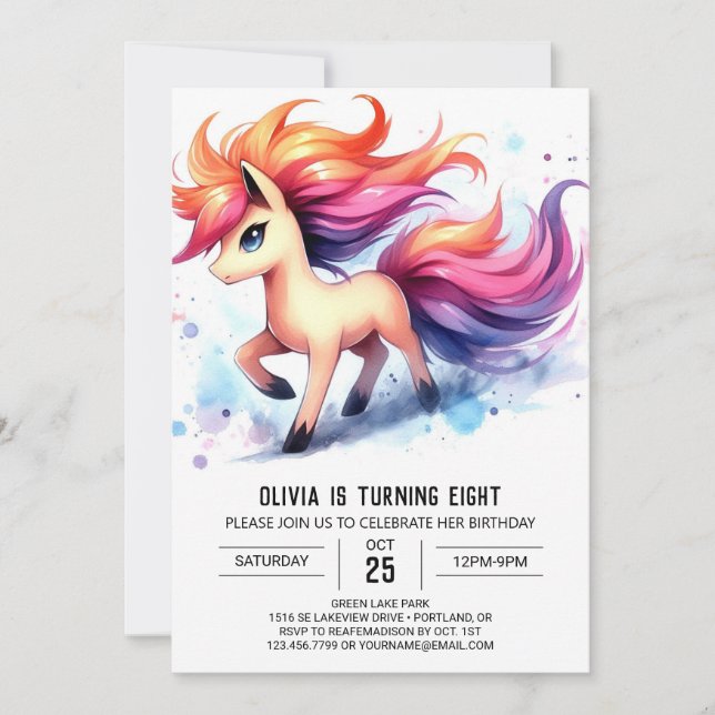 Modern Editable Horse Birthday Invitation (Front)
