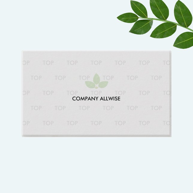 Modern Editable Laurel Logo on Light Grey Business Card (Creator Uploaded)
