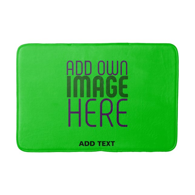 MODERN EDITABLE LIME GREEN IMAGE TEXT TEMPLATE BATH MAT (Front)