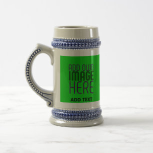 MODERN EDITABLE LIME GREEN IMAGE TEXT TEMPLATE BEER STEIN