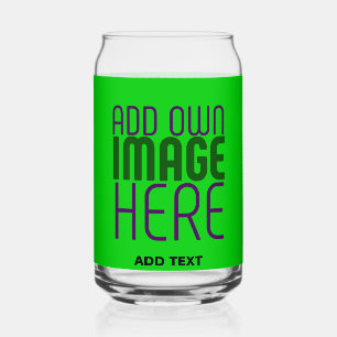 MODERN EDITABLE LIME GREEN IMAGE TEXT TEMPLATE CAN GLASS