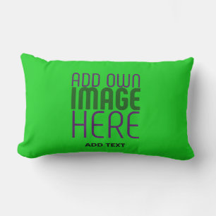 MODERN EDITABLE LIME GREEN IMAGE TEXT TEMPLATE LUMBAR CUSHION