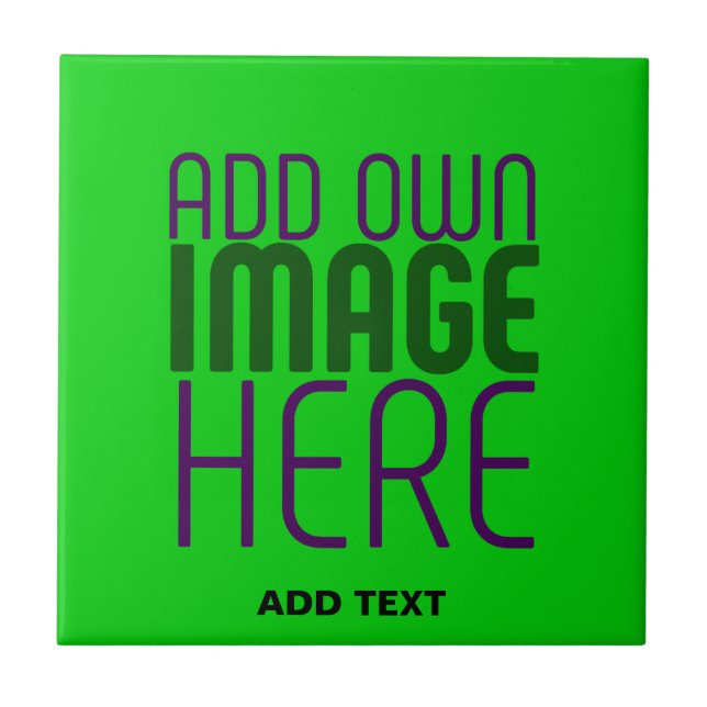 MODERN EDITABLE LIME GREEN IMAGE TEXT TEMPLATE TILE (Front)