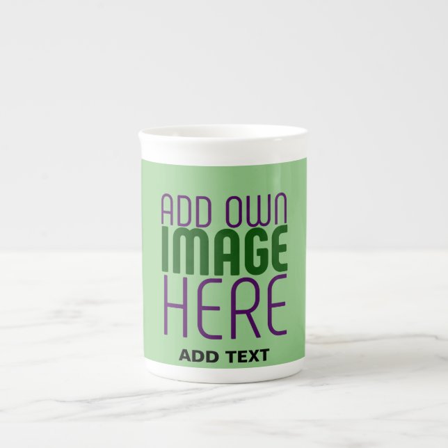 MODERN EDITABLE MINT GREEN IMAGE TEXT TEMPLATE BONE CHINA MUG (Front)