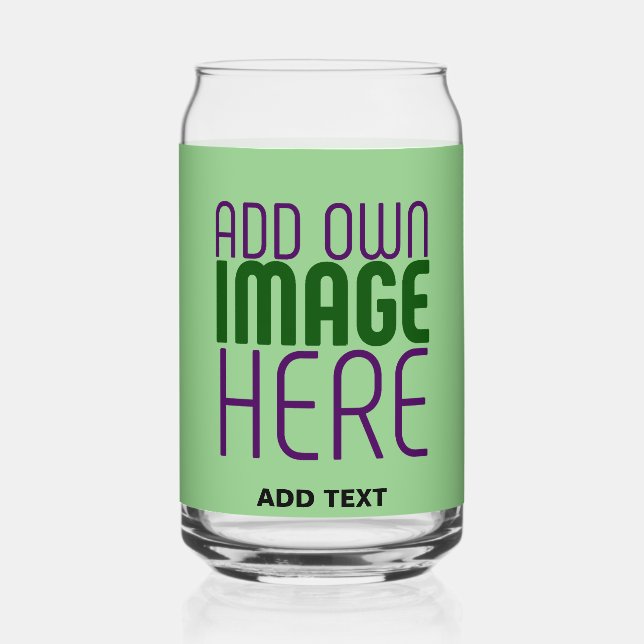 MODERN EDITABLE MINT GREEN IMAGE TEXT TEMPLATE CAN GLASS (Front)