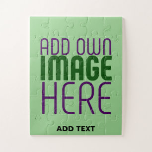 MODERN EDITABLE MINT GREEN IMAGE TEXT TEMPLATE JIGSAW PUZZLE