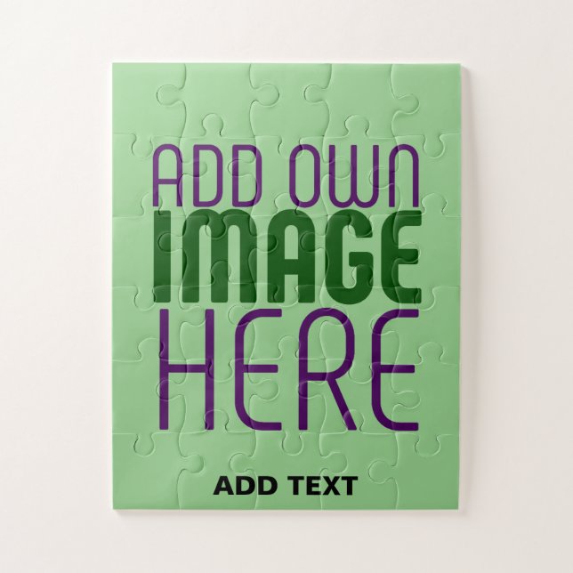 MODERN EDITABLE MINT GREEN IMAGE TEXT TEMPLATE JIGSAW PUZZLE (Vertical)