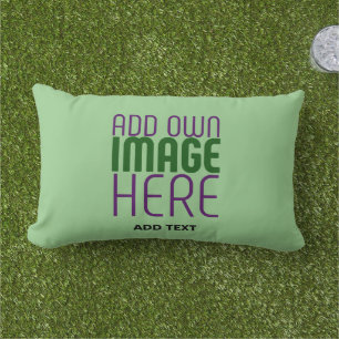 MODERN EDITABLE MINT GREEN IMAGE TEXT TEMPLATE LUMBAR CUSHION