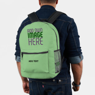MODERN EDITABLE MINT GREEN IMAGE TEXT TEMPLATE PRINTED BACKPACK