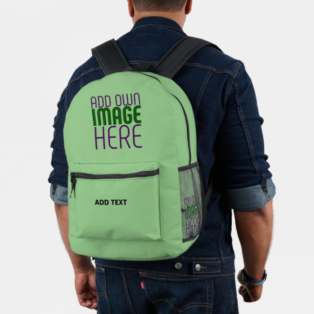 MODERN EDITABLE MINT GREEN IMAGE TEXT TEMPLATE PRINTED BACKPACK (Insitu (Model))