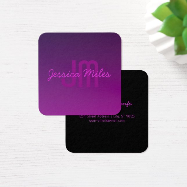 Modern Editable Monogrammed Text & Purple Ombre  (Desk)