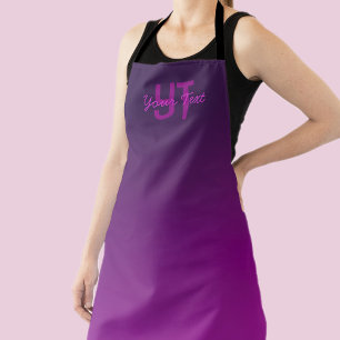 Modern Editable Monogrammed Text & Purple Ombre  Apron
