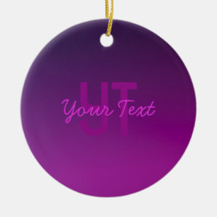 Modern Editable Monogrammed Text & Purple Ombre  Ceramic Tree Decoration