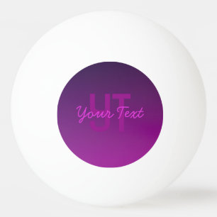 Modern Editable Monogrammed Text & Purple Ombre Ping Pong Ball
