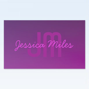 Modern Editable Monogrammed Text & Purple Ombre  Rectangular Sticker