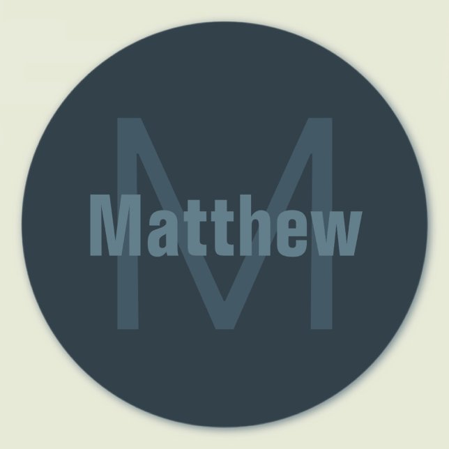 Modern Editable Name Classic Round Sticker (Creator Uploaded)