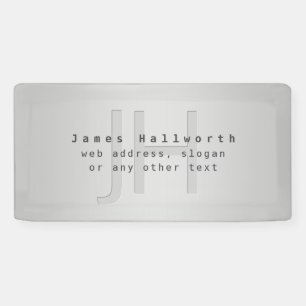 Modern Editable Name & Slogan Grey Gradient Banner