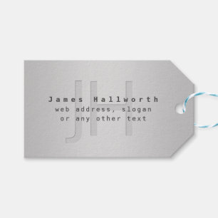 Modern Editable Name & Slogan Grey Gradient Gift Tags