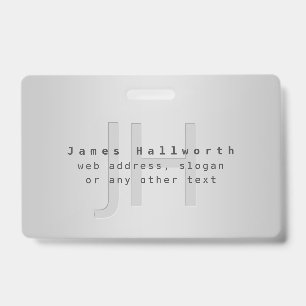 Modern Editable Name & Slogan   Grey Gradient  ID Badge