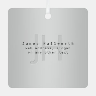 Modern Editable Name & Slogan   Grey Gradient  Metal Tree Decoration