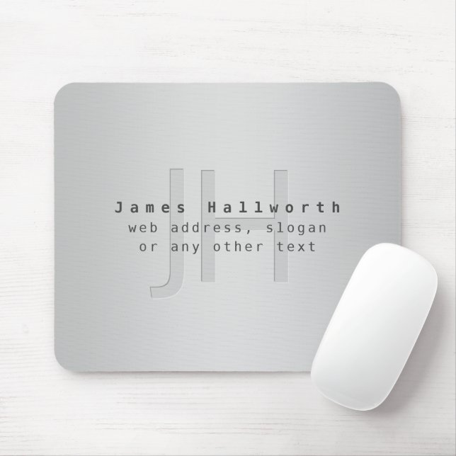 Modern Editable Name & Slogan | Grey Gradient  Mouse Pad (With Mouse)