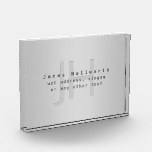 Modern Editable Name & Slogan Grey Gradient Photo Block