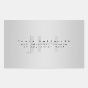 Modern Editable Name & Slogan Grey Gradient Rectangular Sticker