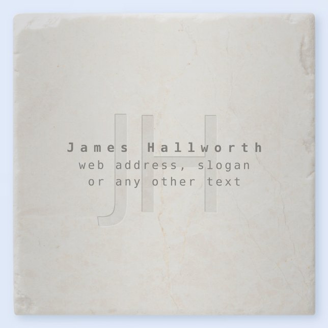 Modern Editable Name & Slogan | Grey Gradient  Stone Coaster (Creator Uploaded)