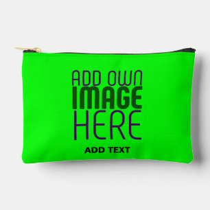 MODERN EDITABLE NEON GREEN IMAGE TEXT TEMPLATE ACCESSORY POUCH