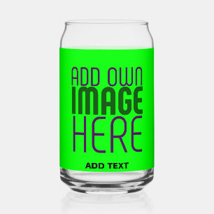 MODERN EDITABLE NEON GREEN IMAGE TEXT TEMPLATE CAN GLASS