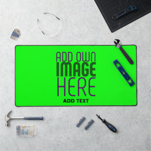 MODERN EDITABLE NEON GREEN IMAGE TEXT TEMPLATE DESK MAT