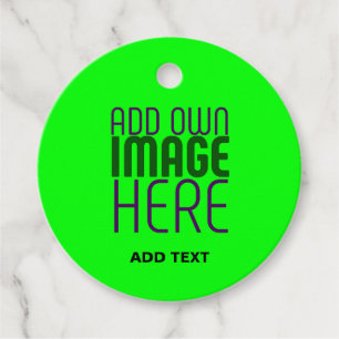 MODERN EDITABLE NEON GREEN IMAGE TEXT TEMPLATE FAVOUR TAGS