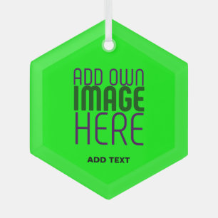  MODERN EDITABLE NEON GREEN IMAGE TEXT TEMPLATE GLASS TREE DECORATION