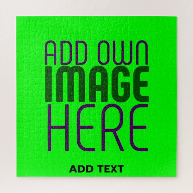 MODERN EDITABLE NEON GREEN IMAGE TEXT TEMPLATE JIGSAW PUZZLE (Vertical)