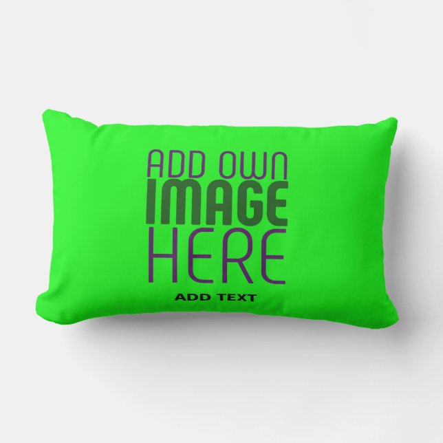 MODERN EDITABLE NEON GREEN IMAGE TEXT TEMPLATE LUMBAR CUSHION (Front)