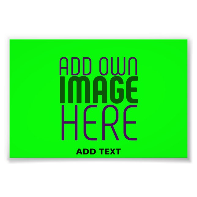 MODERN EDITABLE NEON GREEN IMAGE TEXT TEMPLATE PHOTO PRINT (Front)