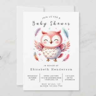 Modern Editable Owl Baby Shower Invitation