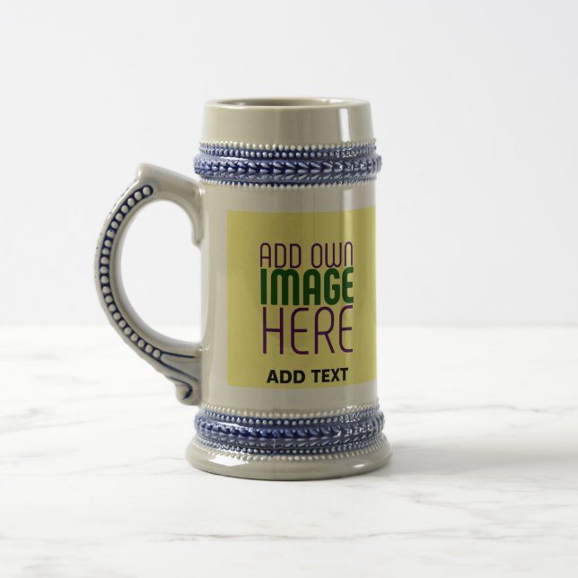 MODERN EDITABLE PASTEL YELLOW IMAGE TEXT TEMPLATE BEER STEIN (Left)