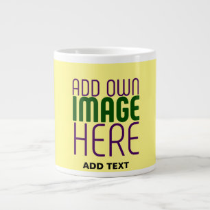MODERN EDITABLE PASTEL YELLOW IMAGE TEXT TEMPLATE LARGE COFFEE MUG