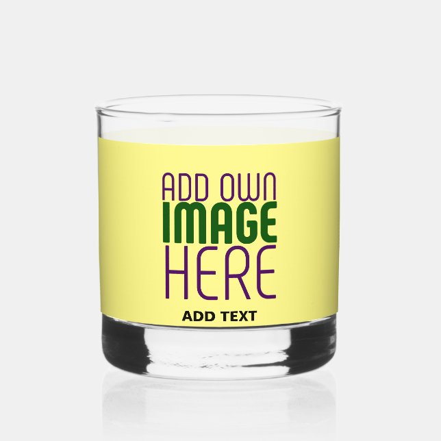 MODERN EDITABLE PASTEL YELLOW IMAGE TEXT TEMPLATE WHISKEY GLASS (Front)