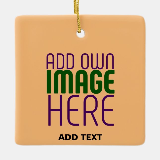  MODERN EDITABLE PEACH ORANGE IMAGE TEXT TEMPLATE CERAMIC ORNAMENT (Front)