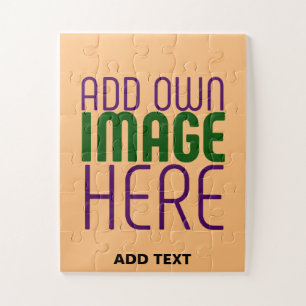 MODERN EDITABLE PEACH ORANGE IMAGE TEXT TEMPLATE JIGSAW PUZZLE