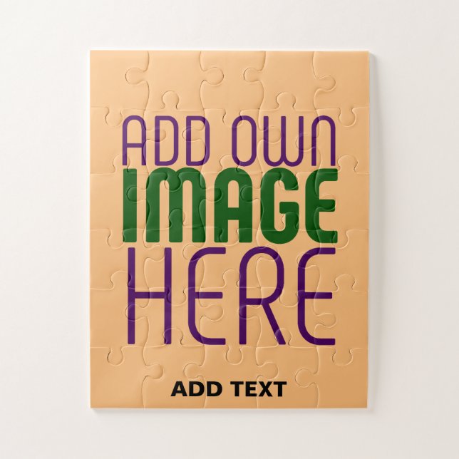 MODERN EDITABLE PEACH ORANGE IMAGE TEXT TEMPLATE JIGSAW PUZZLE (Vertical)