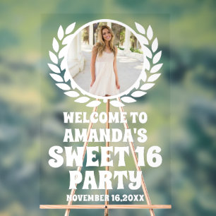 Modern Editable Photo Sweet 16 Welcome Acrylic Sign
