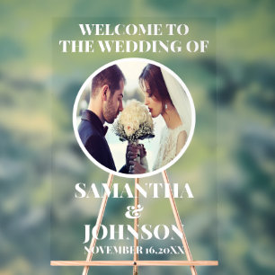 Modern  EDITABLE  Photo Wedding Welcome Acrylic Sign