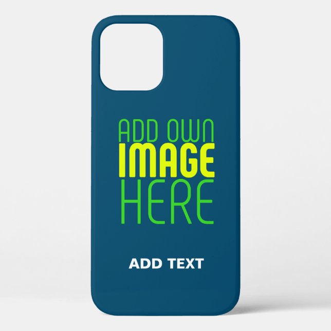 MODERN EDITABLE PRUSSIAN BLUE IMAGE TEXT TEMPLATE Case-Mate iPhone CASE (Back)